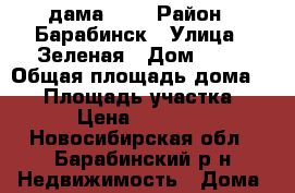 2/3 дама 3 1 › Район ­ Барабинск › Улица ­ Зеленая › Дом ­ 35 › Общая площадь дома ­ 57 › Площадь участка ­ 57 › Цена ­ 750 000 - Новосибирская обл., Барабинский р-н Недвижимость » Дома, коттеджи, дачи продажа   
